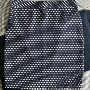 Coldwater Creek Navy Blue White Polka Dot Skirt 12